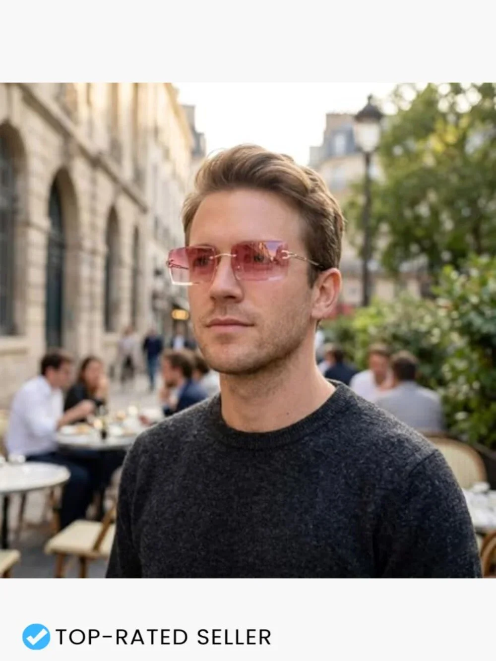 Rimless Rectangle Sunglasses Y2K Retro Frameless Eyewear Gradient Lens Square
